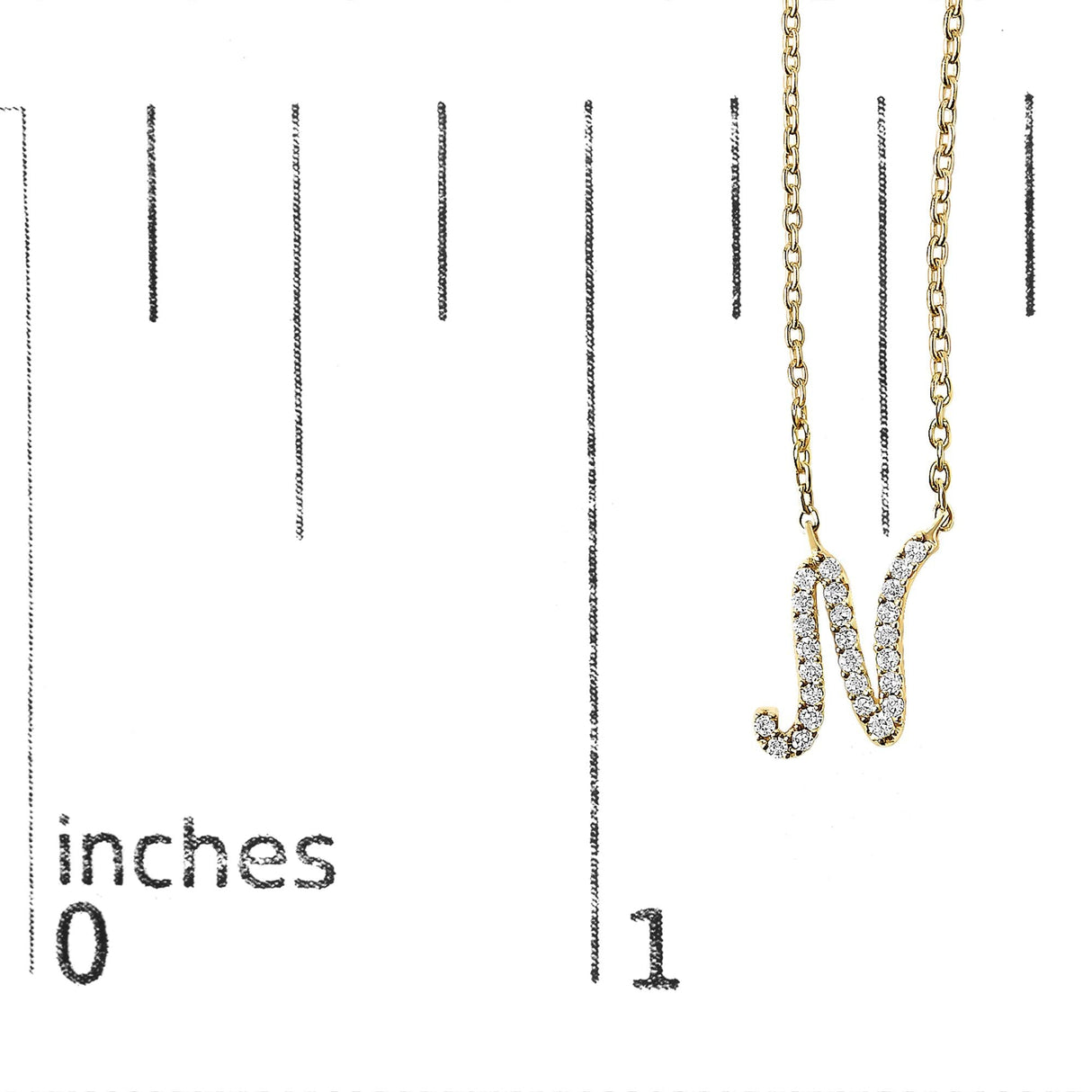 10K Yellow Gold Diamond Accent A-Z Initial Script Style Pendant Necklace