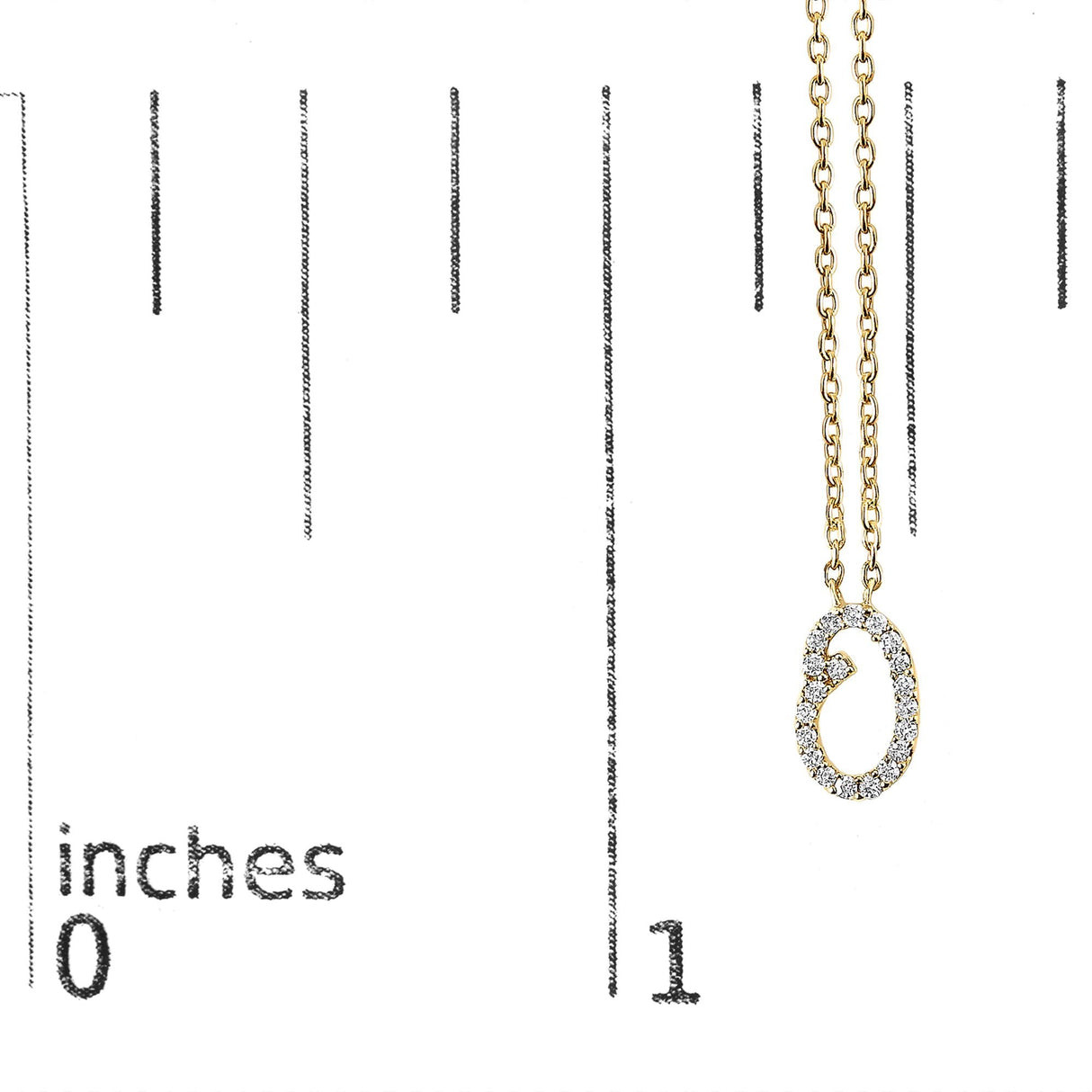 10K Yellow Gold Diamond Accent A-Z Initial Script Style Pendant Necklace