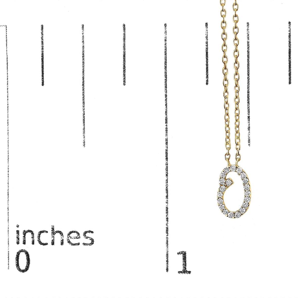 14K Yellow Gold Diamond Accent "A-Z" Initial Script Style Pendant Necklace