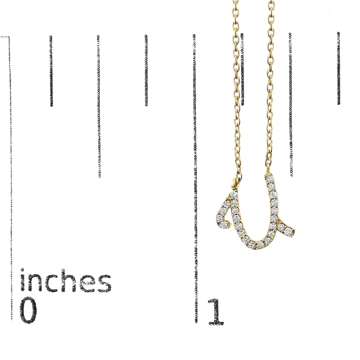 14K Yellow Gold Diamond Accent "A-Z" Initial Script Style Pendant Necklace