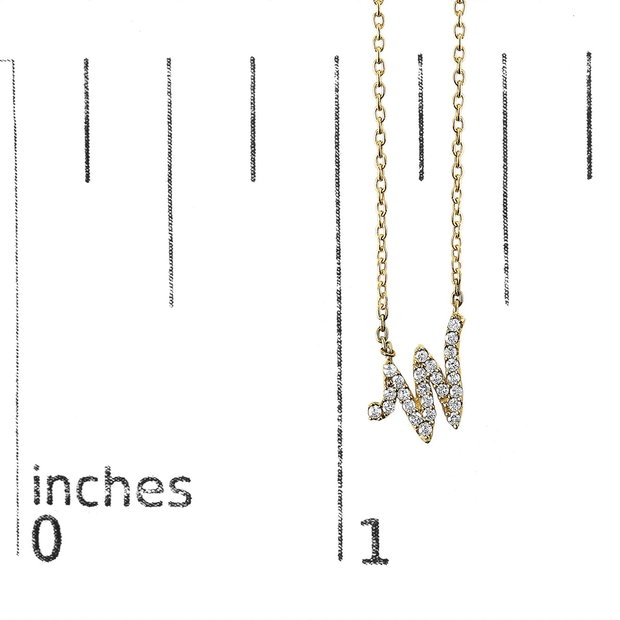 14K Yellow Gold Diamond Accent "A-Z" Initial Script Style Pendant Necklace