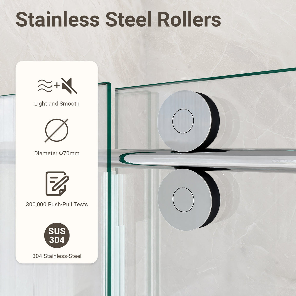 44"-48"W x 76"H Frameless Single Sliding Shower Door