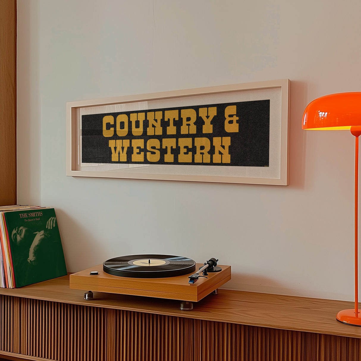 Framed COUNTRY & WESTERN Sign Black & Gold Art Print