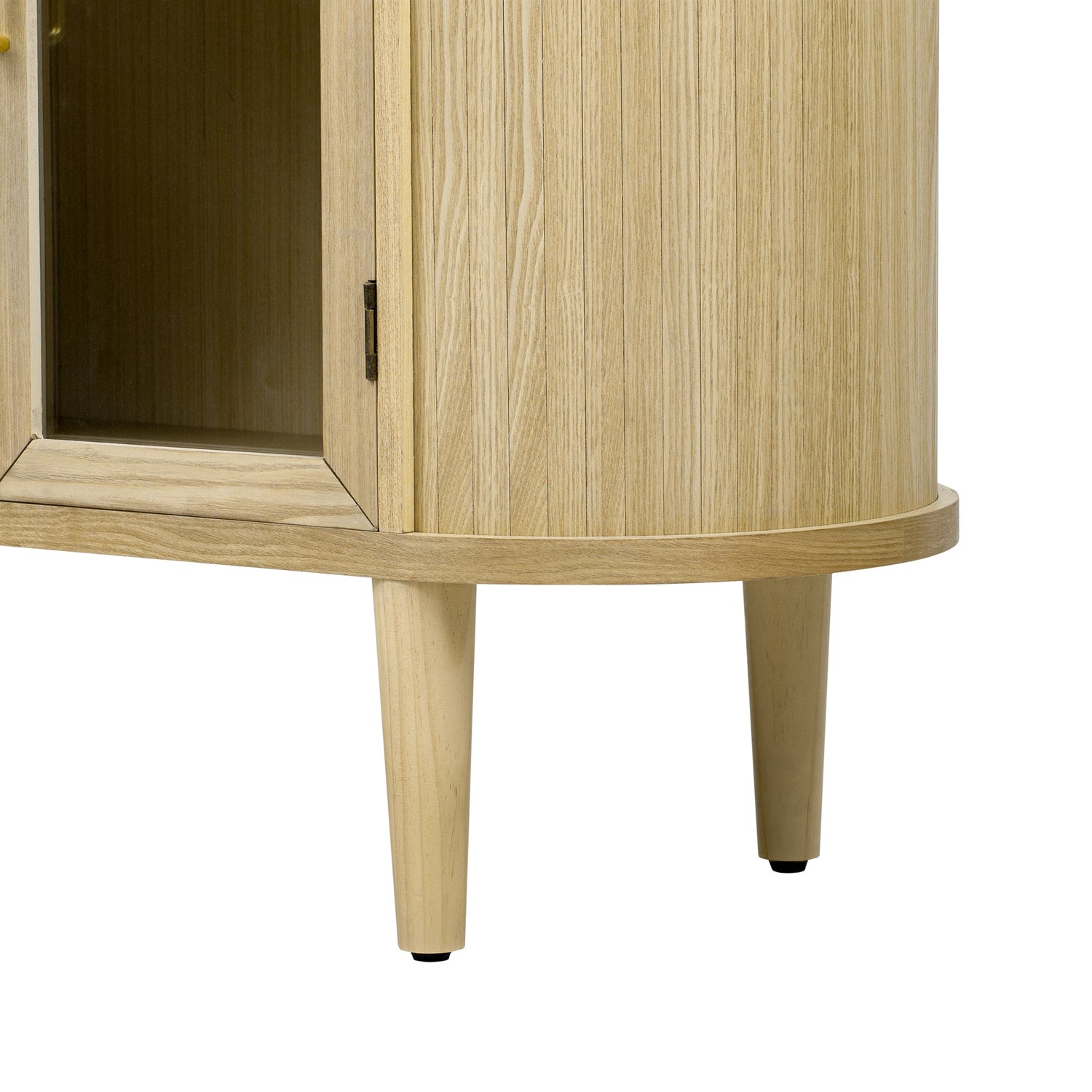 Wood Buffet Cabinet with Glass Doors and Adjustable Shelves