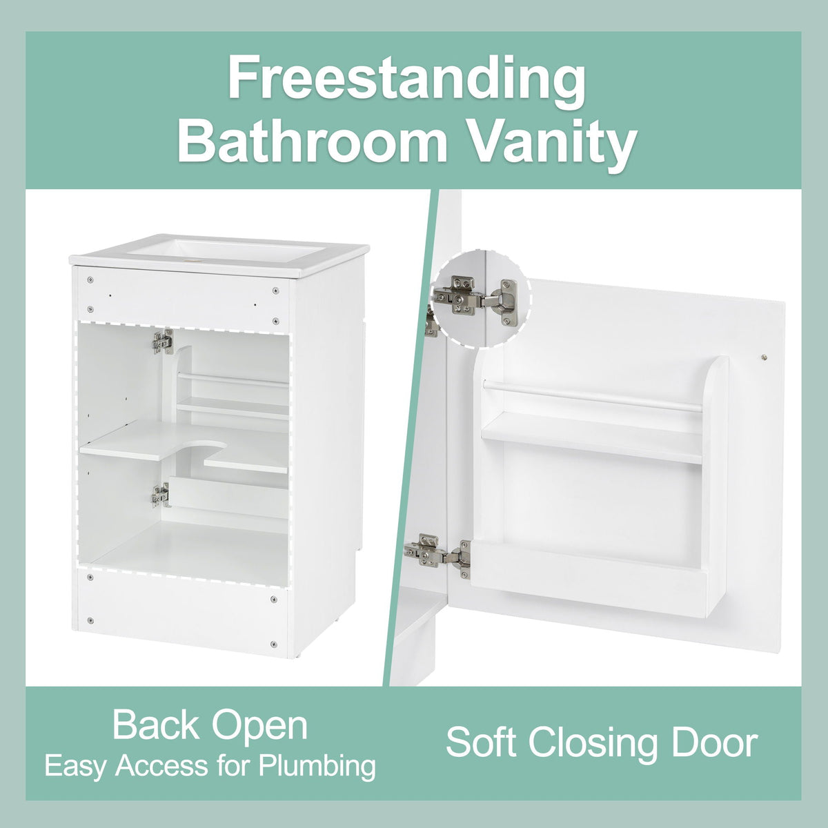 Bathroom Vanity With Sink, Cabinet With Adjustable Shelf