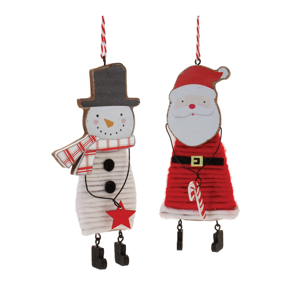 Wood-and-Felt-Snowman-Santa-Ornament-(Set-of-12)-Christmas-Ornaments