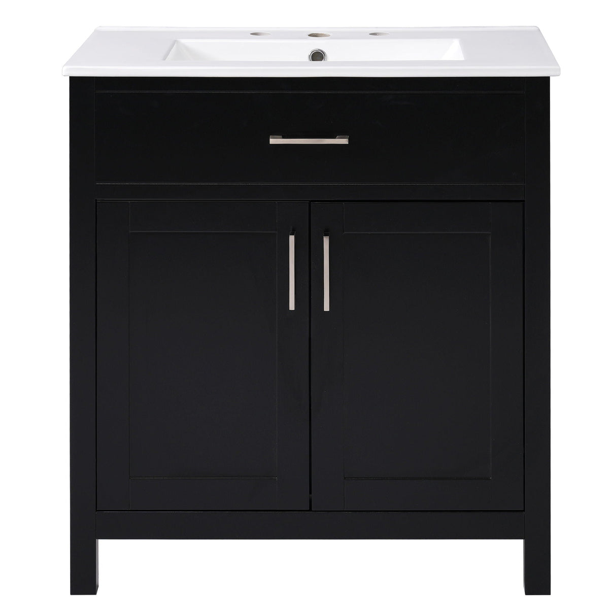 Bathroom Vanity With Sink And Ample Storage, Rectangular Undermount Sink - Black