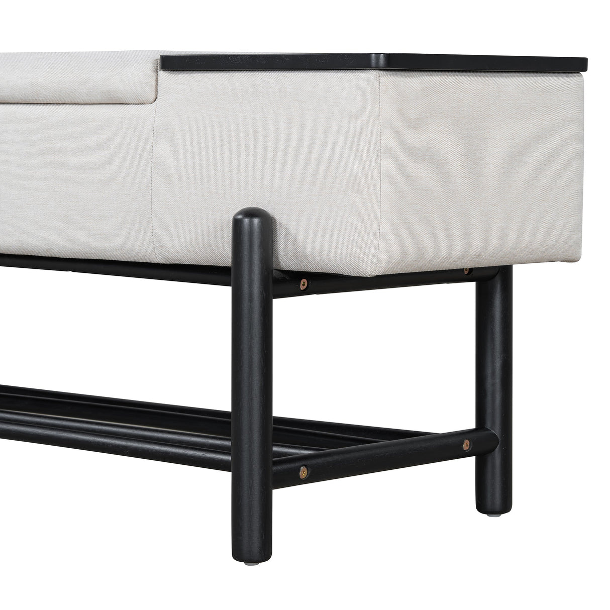 TREXM Farmhouse Upholstered Storage Bench with Hidden Compartment
