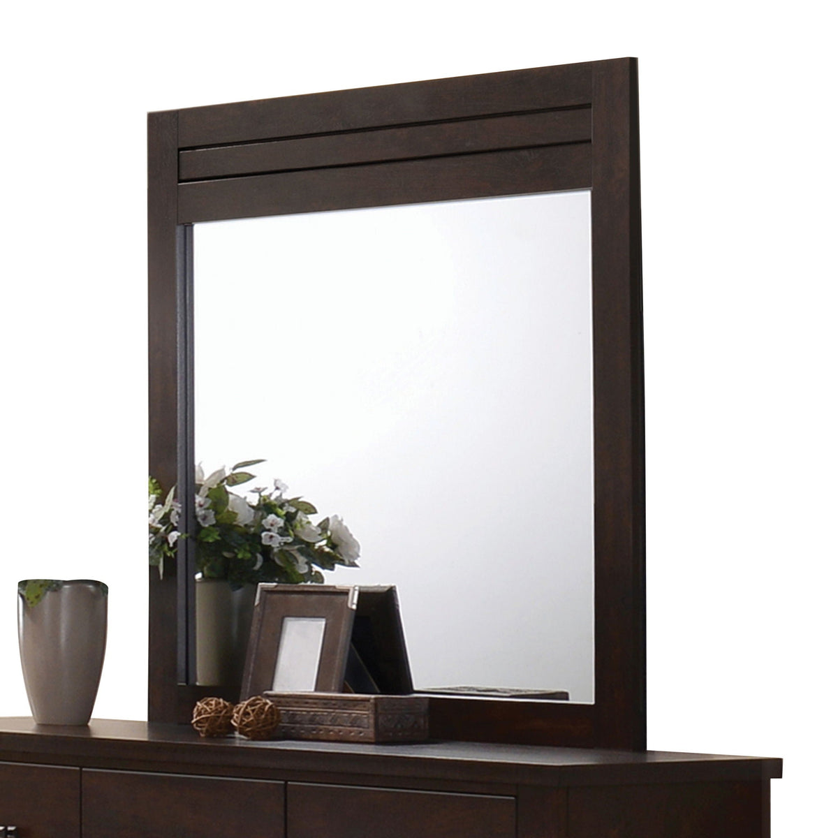 Panang Mahogany Mirror with Wooden Frame - Dark Brown
