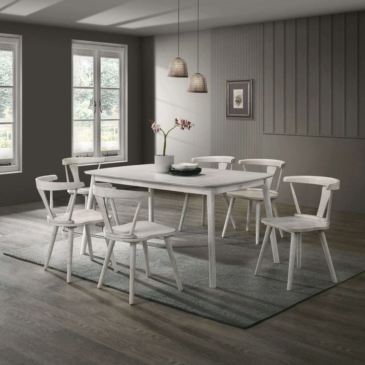 Modern Farmhouse Wood Dining Chairs, Set of 2