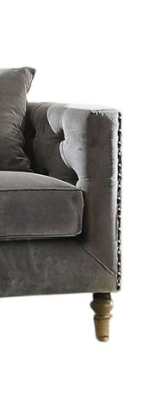 Sidonia Gray Velvet Loveseat With 2 Pillows