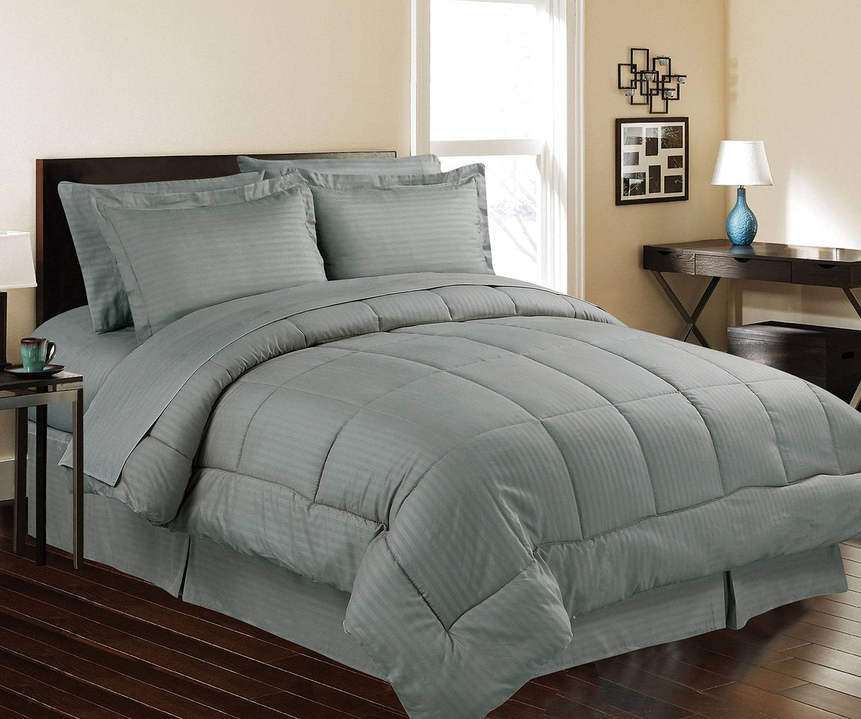 Decor&More Hotel Collection 8 Piece Bed in a Bag Down Alternative Comforter Set