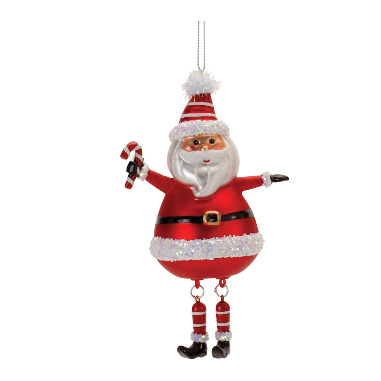 Glittered-Glass-Santa-Ornament-with-Dangle-Legs-(Set-of-6)-Christmas-Ornaments