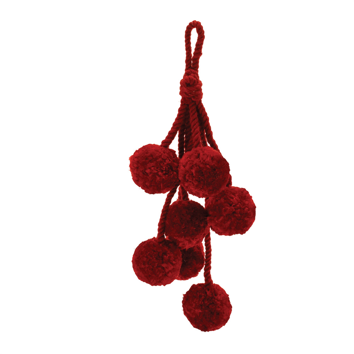 Burgandy-Pom-Pom-Cluster-Drop-Ornament-(Set-of-4)-Christmas-Ornaments