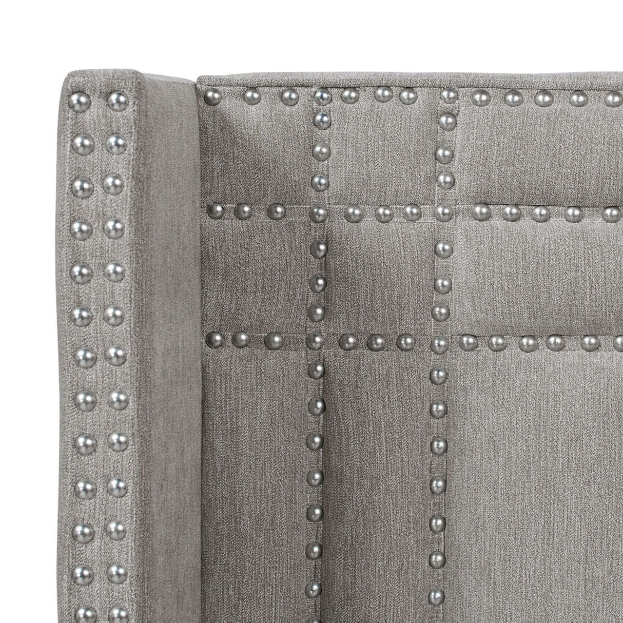 Elle - Wingback Upholstered King Bed - Silver Gray