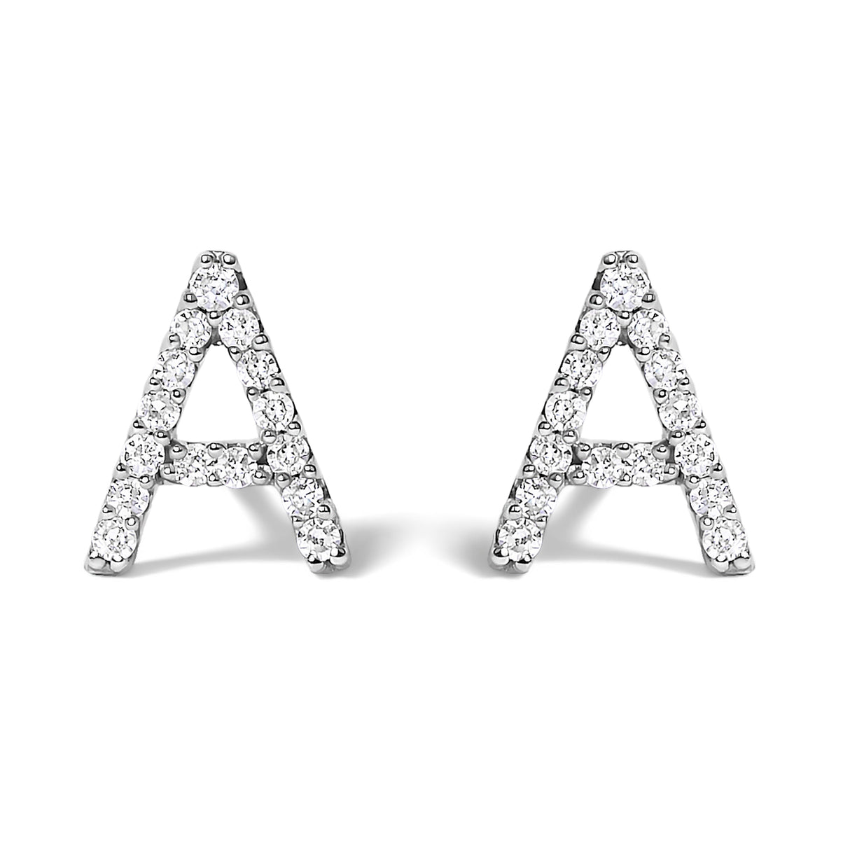 10K White Gold 1/10 Cttw Diamond Initial “A†Stud Earring