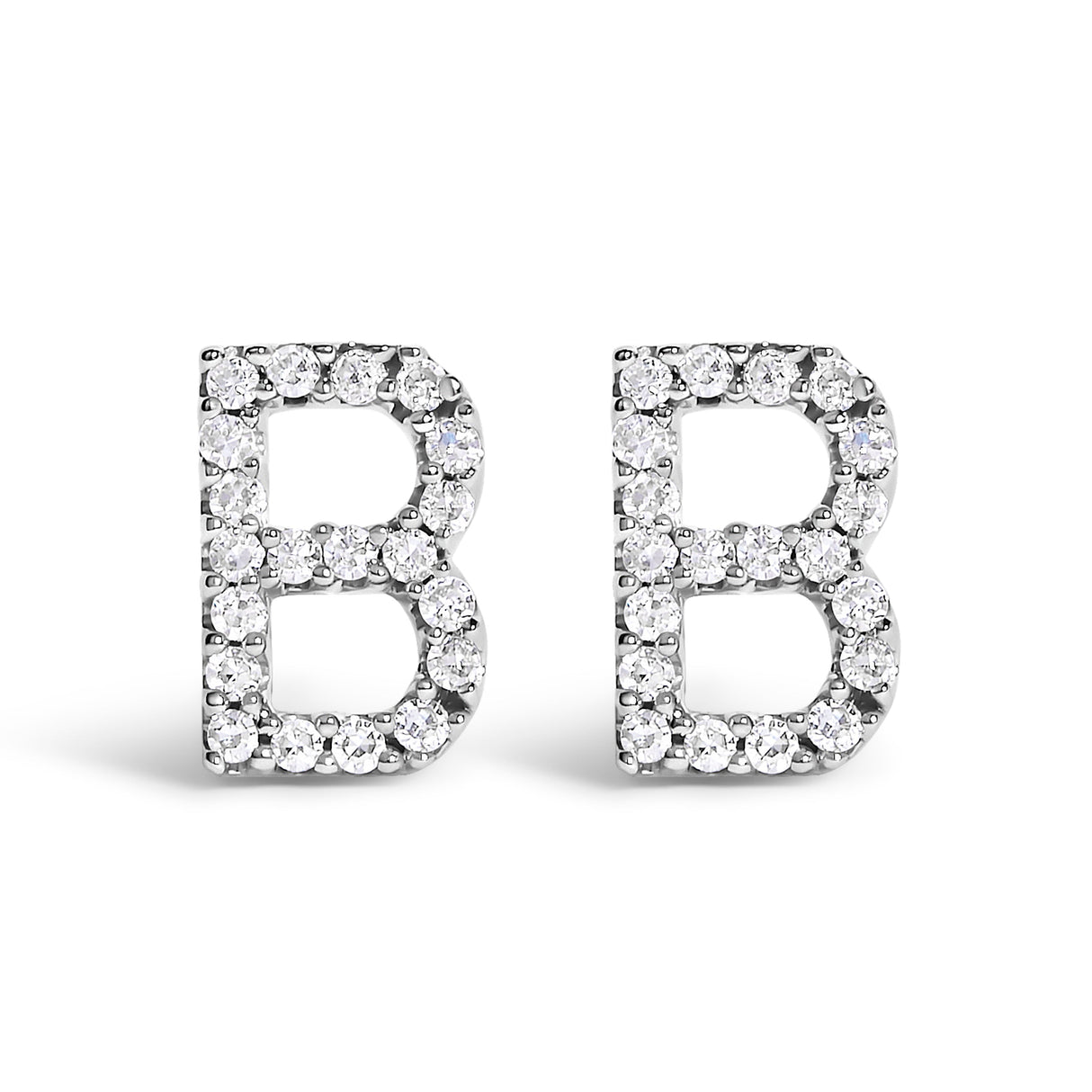 10K White Gold 1/10 Cttw Diamond Initial “A†Stud Earring