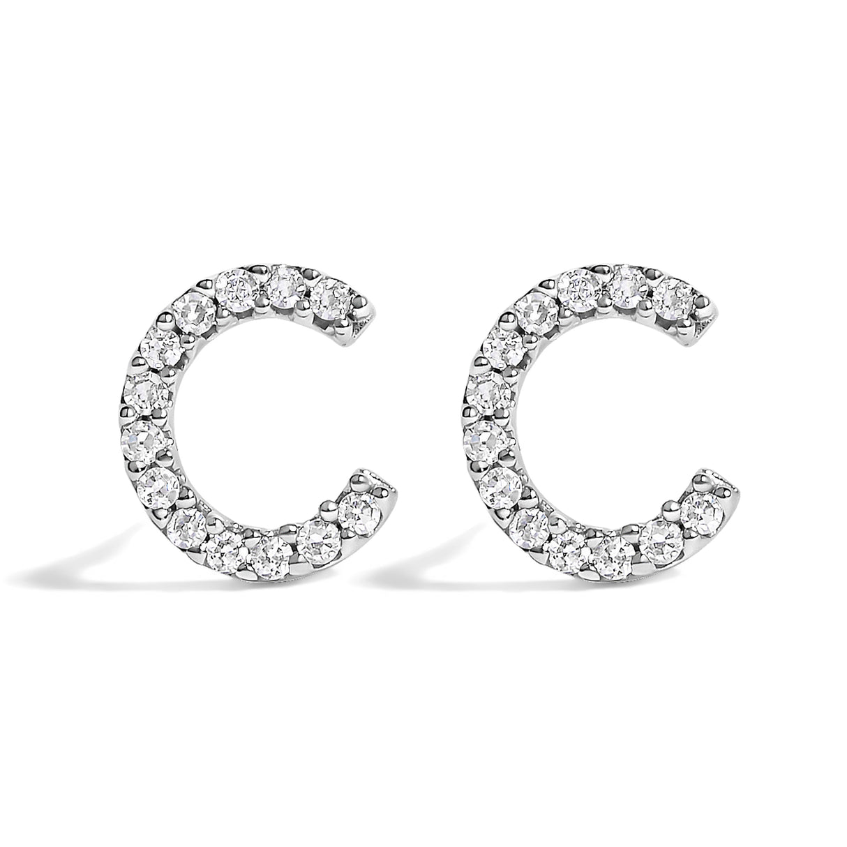 10K White Gold 1/10 Cttw Diamond Initial “A†Stud Earring