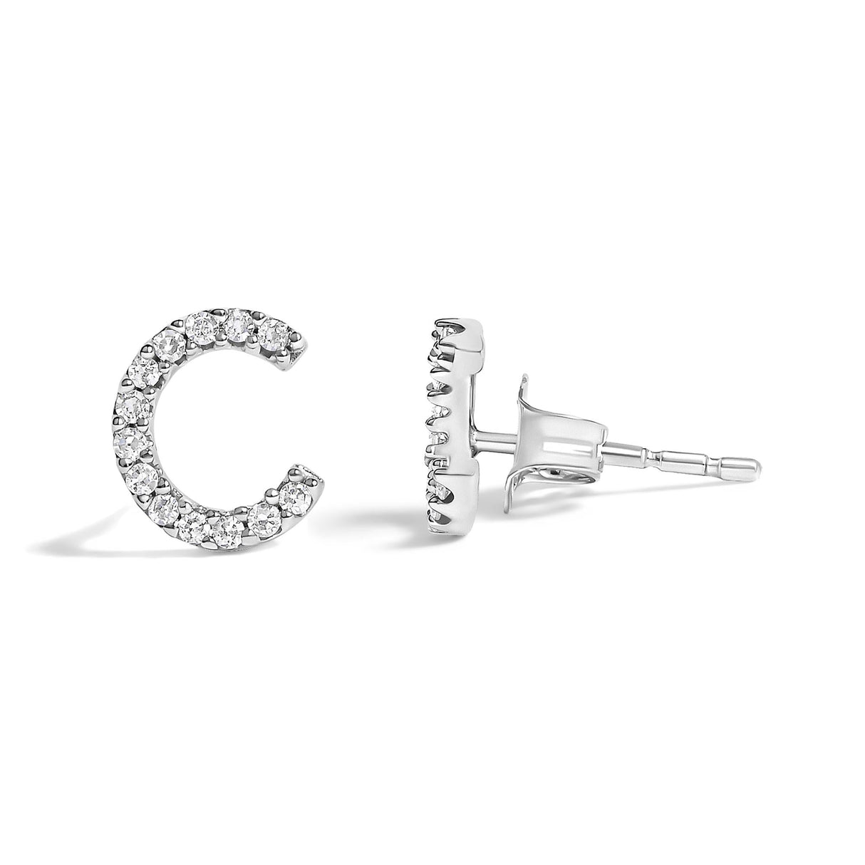 10K White Gold 1/10 Cttw Diamond Initial “A” to "Z" Stud Earring