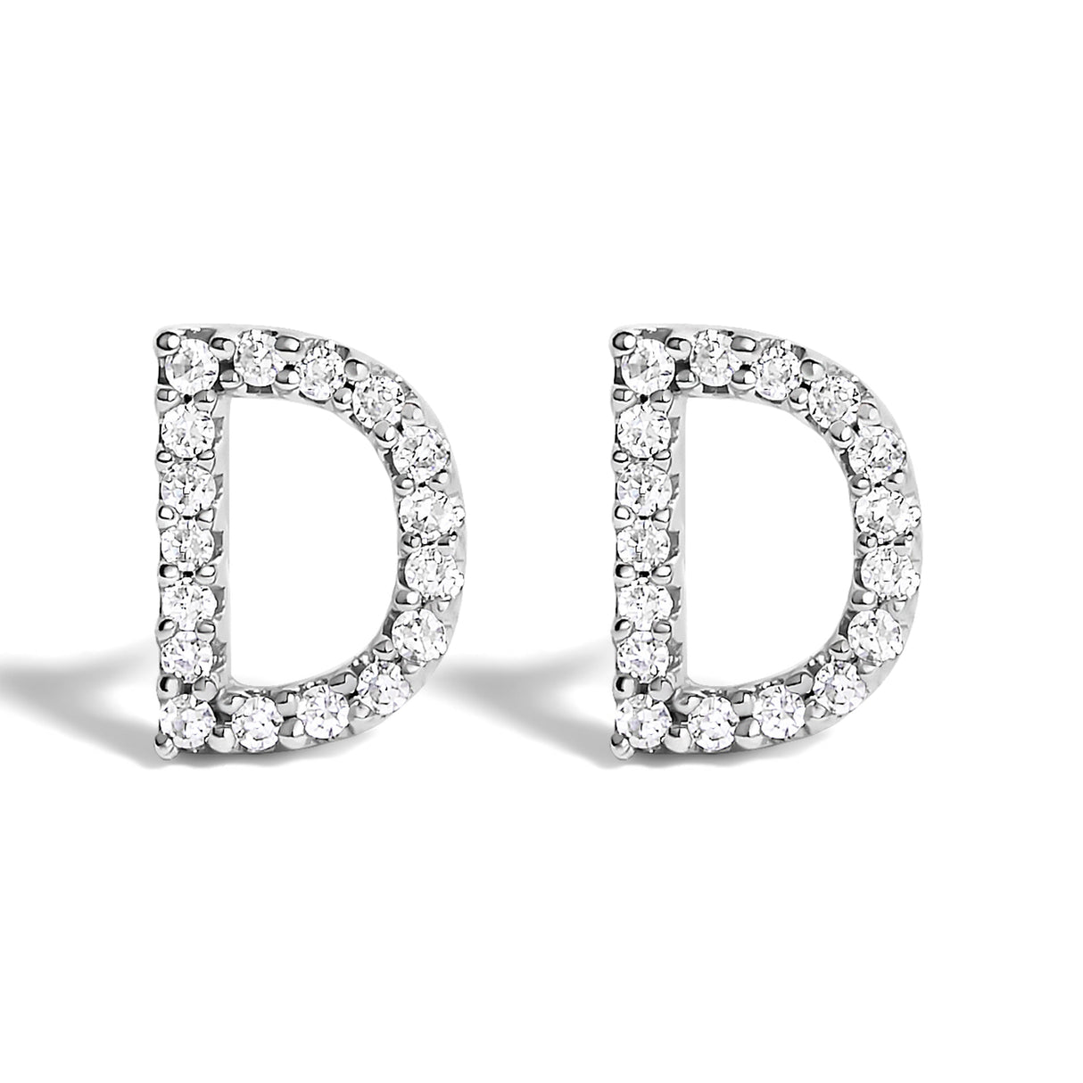 10K White Gold 1/10 Cttw Diamond Initial “A†Stud Earring