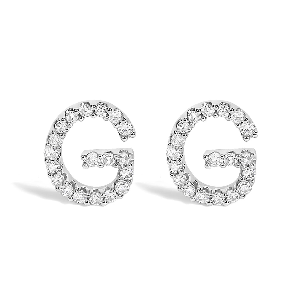 10K White Gold 1/10 Cttw Diamond Initial “A” to "Z" Stud Earring