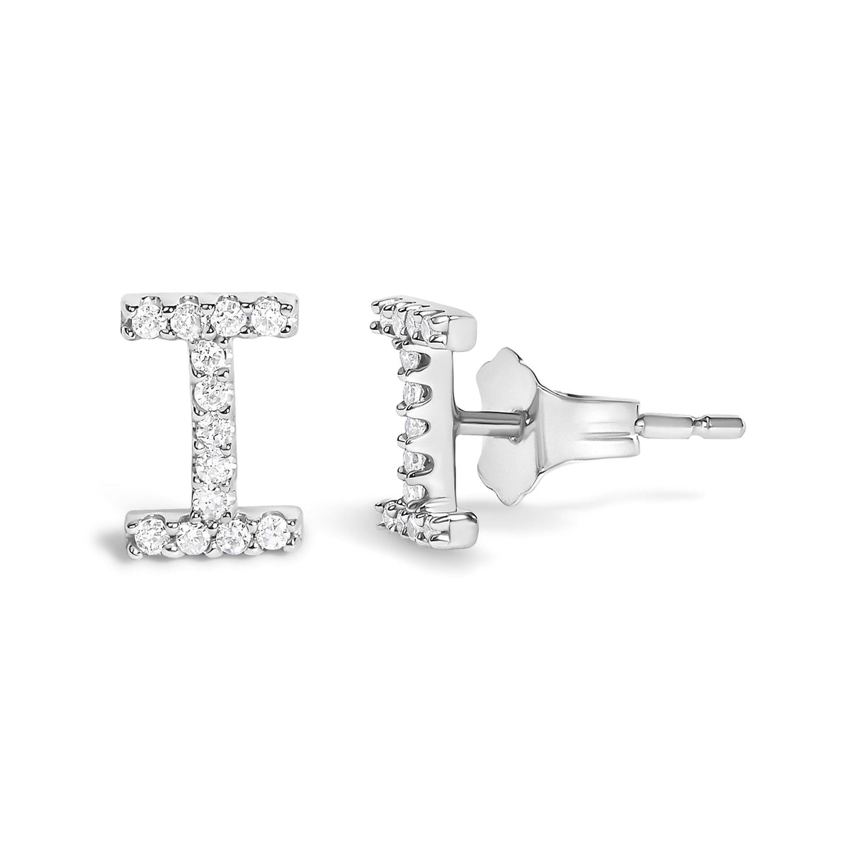 10K White Gold 1/10 Cttw Diamond Initial “A” to "Z" Stud Earring