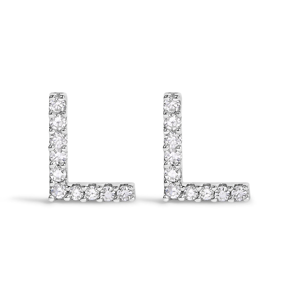 10K White Gold 1/10 Cttw Diamond Initial “A†Stud Earring