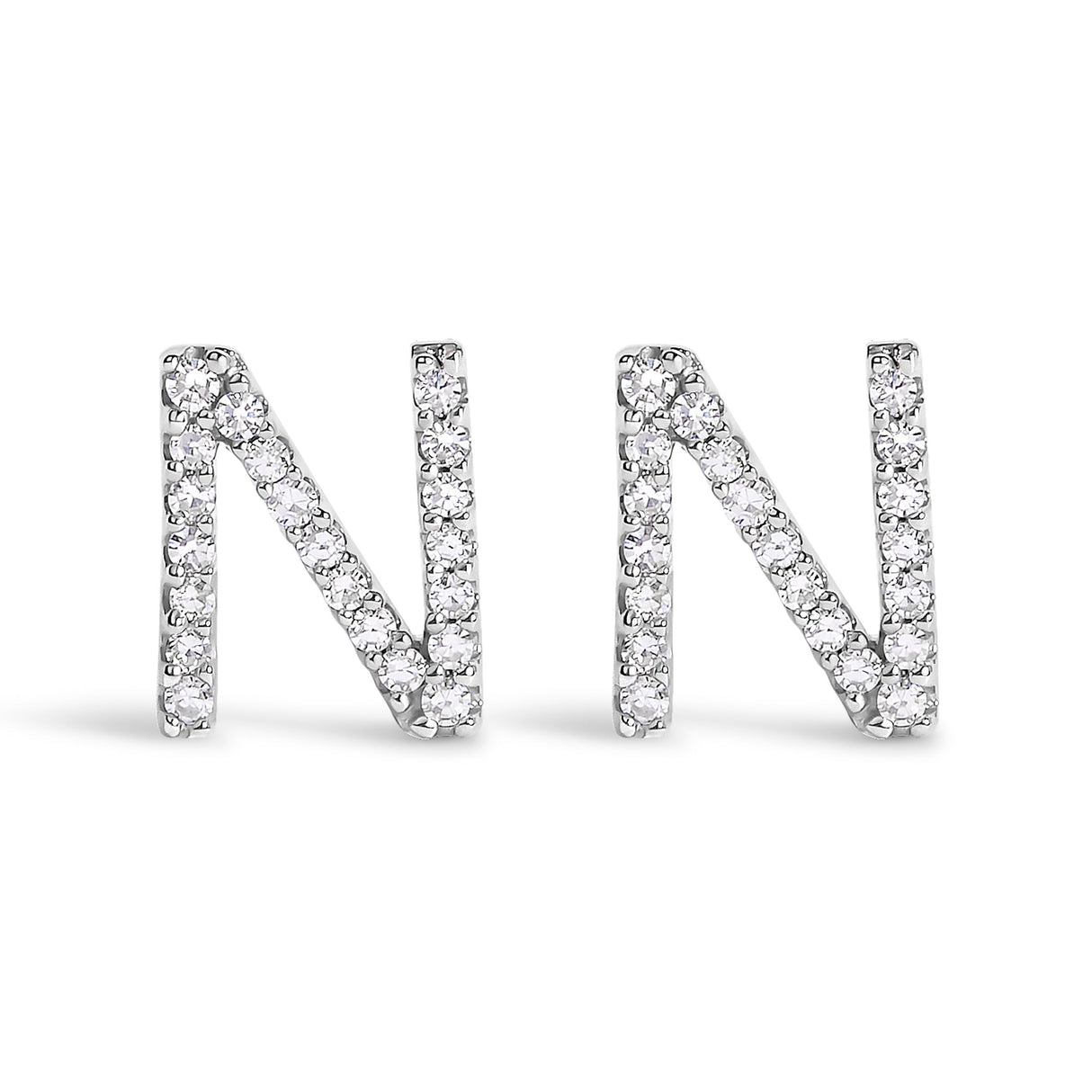 10K White Gold 1/10 Cttw Diamond Initial “A†Stud Earring
