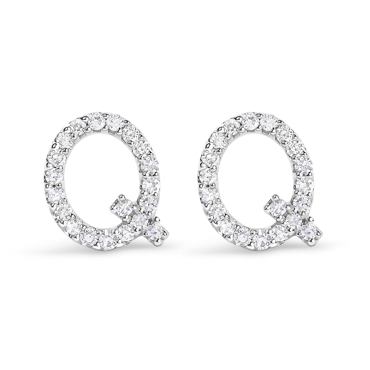 10K White Gold 1/10 Cttw Diamond Initial “A” to "Z" Stud Earring