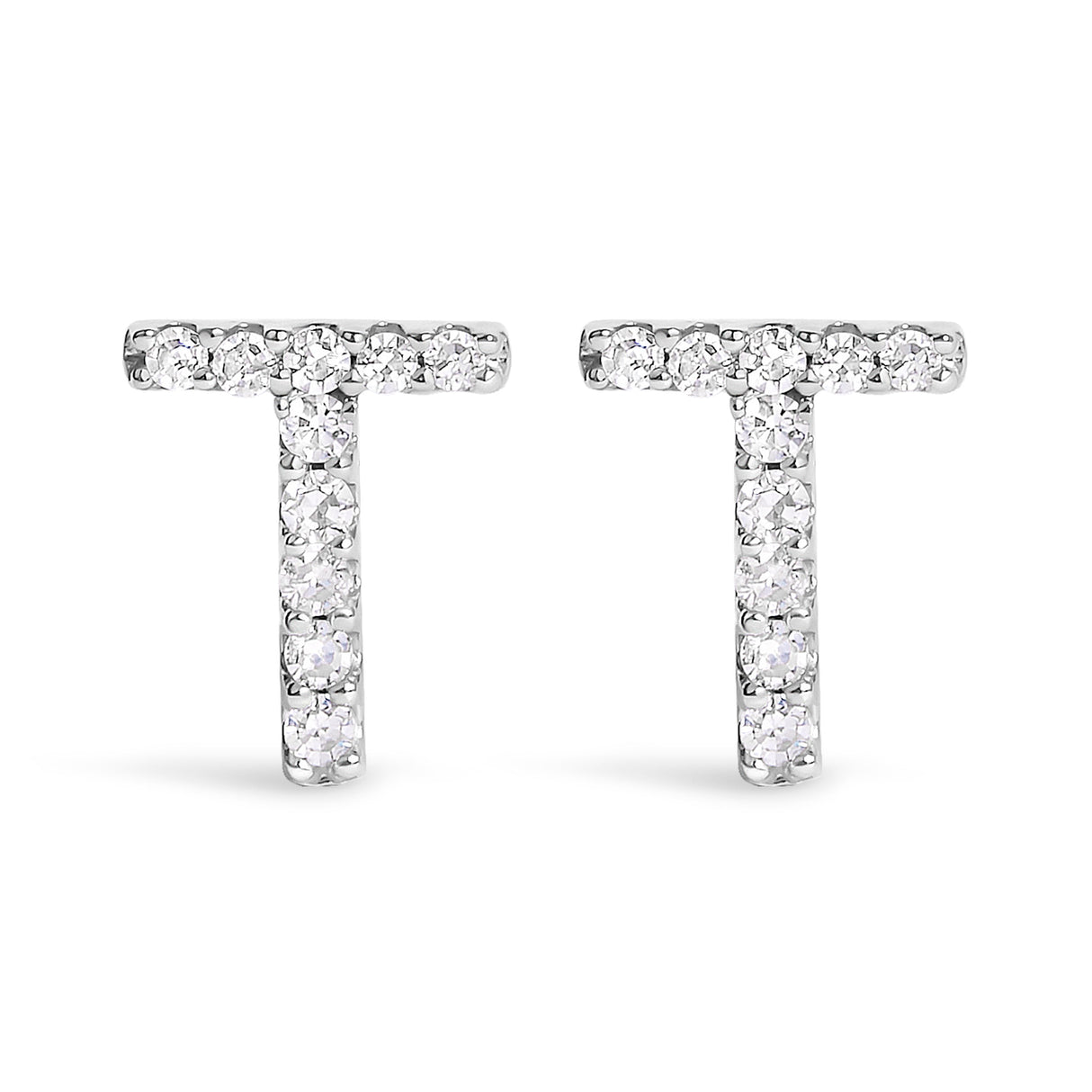 10K White Gold 1/10 Cttw Diamond Initial “A†Stud Earring