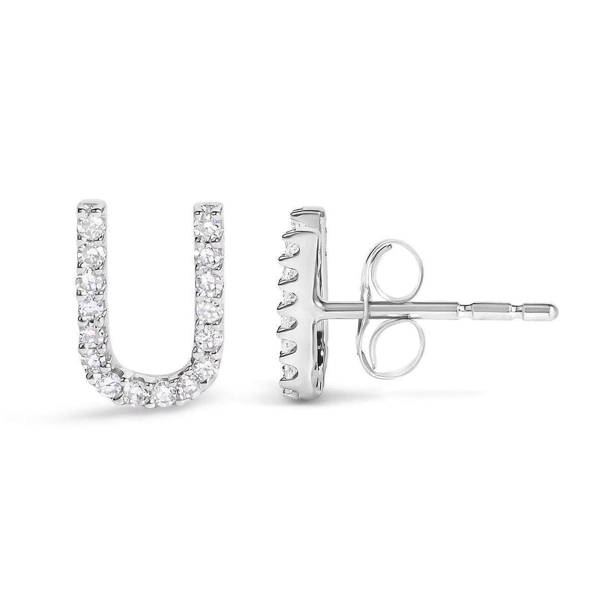 10K White Gold 1/10 Cttw Diamond Initial “A” to "Z" Stud Earring