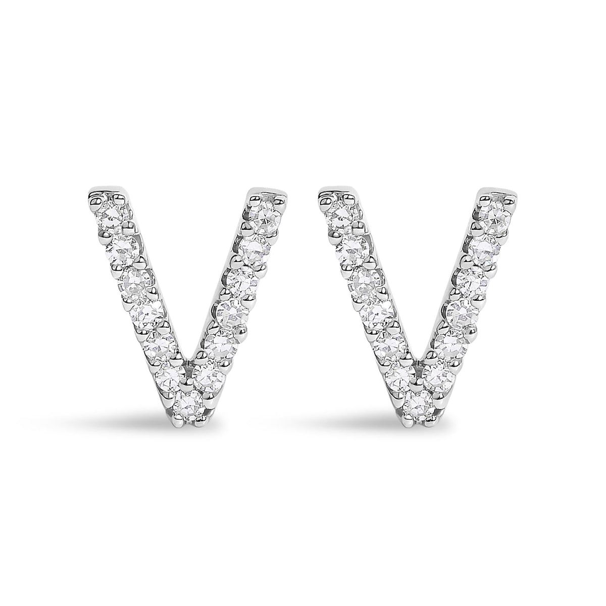 10K White Gold 1/10 Cttw Diamond Initial “A” to "Z" Stud Earring