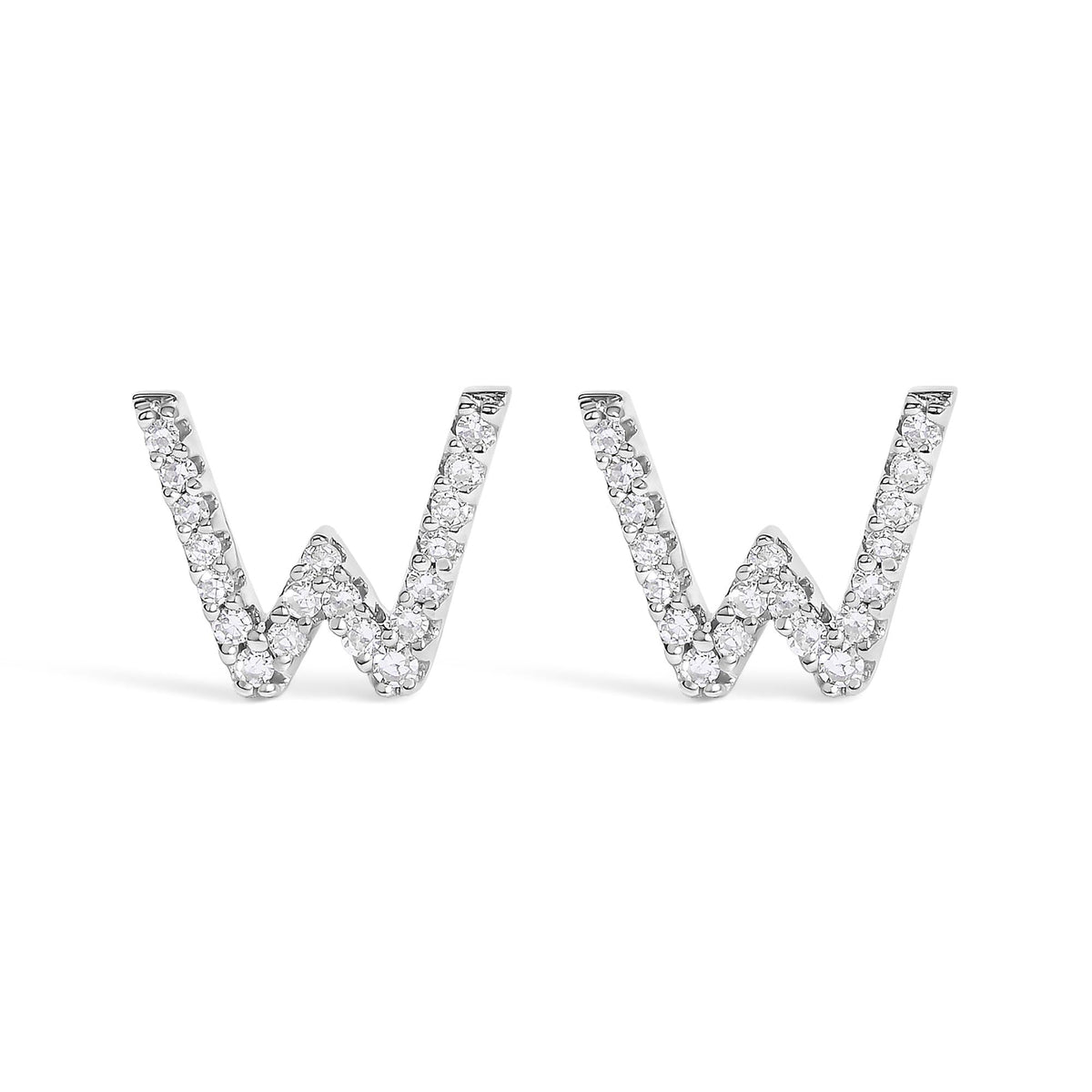 10K White Gold 1/10 Cttw Diamond Initial “A” to "Z" Stud Earring