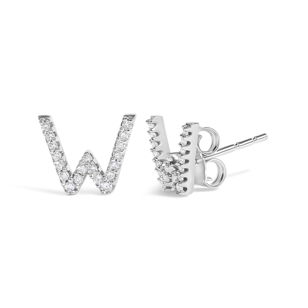 10K White Gold 1/10 Cttw Diamond Initial “A” to "Z" Stud Earring