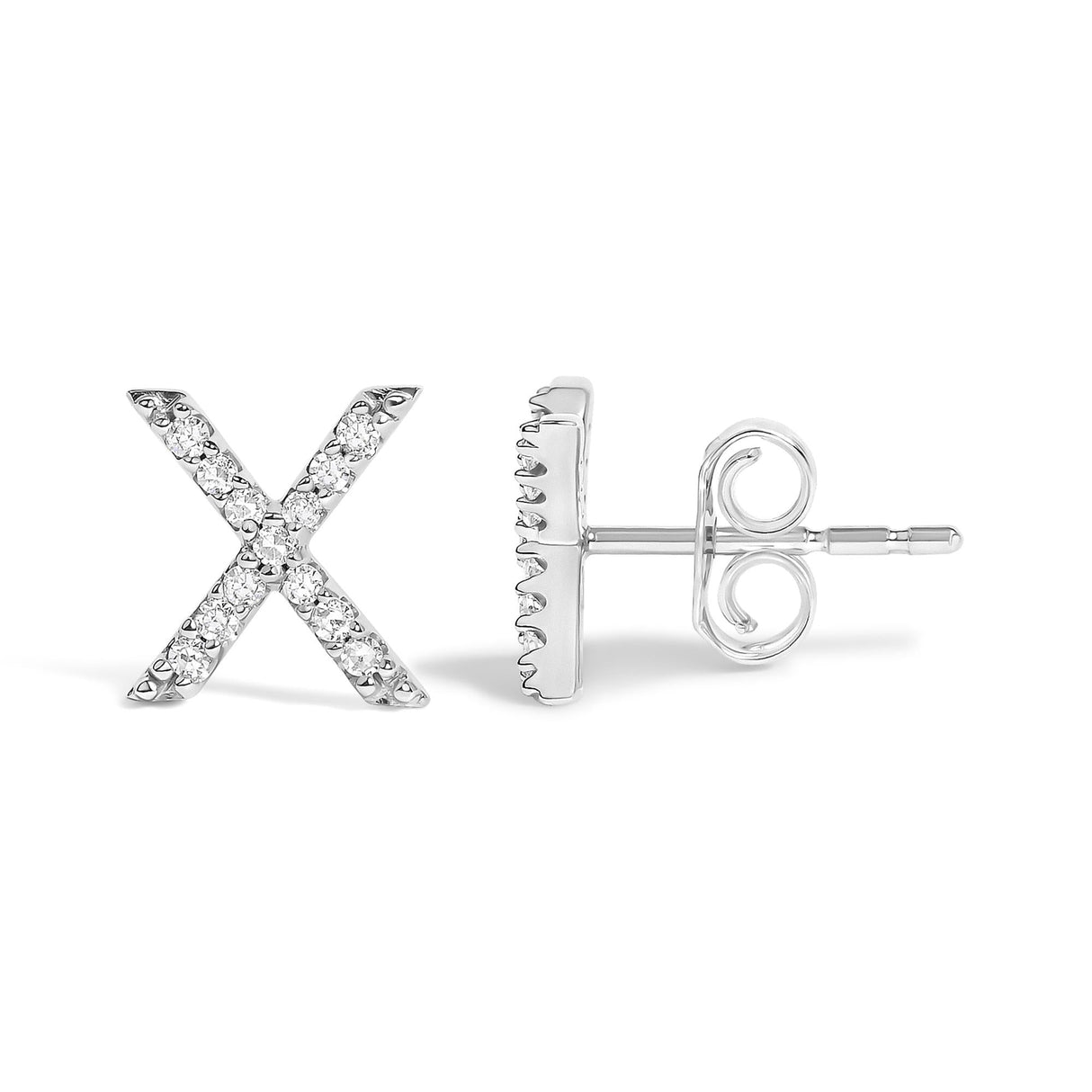 10K White Gold 1/10 Cttw Diamond Initial “A” to "Z" Stud Earring
