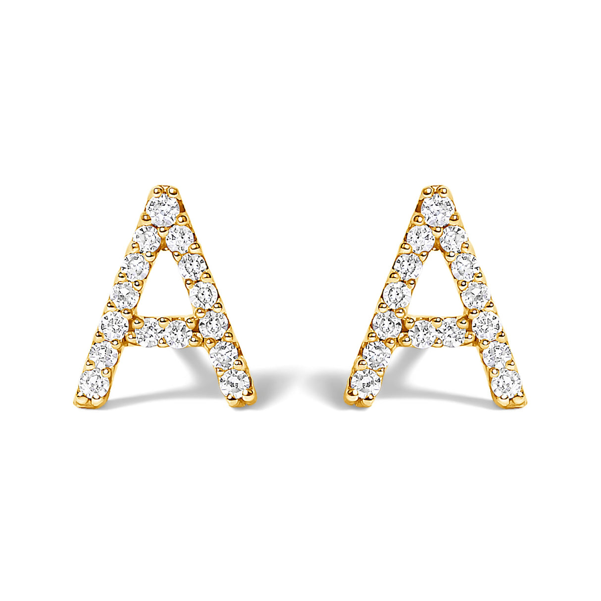 10K White Gold 1/10 Cttw Diamond Initial “A†Stud Earring