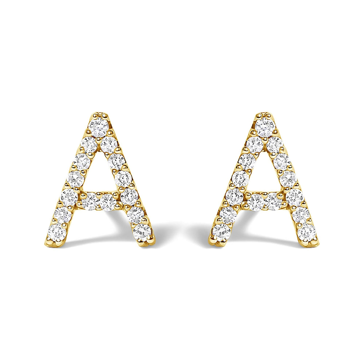 10K Yellow Gold 1/10 Cttw Diamond Initial “A” to "Z" Stud Earring