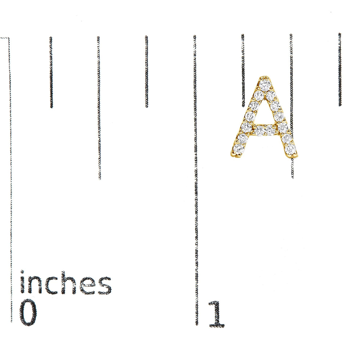 10K Yellow Gold 1/10 Cttw Diamond Initial “A” to "Z" Stud Earring