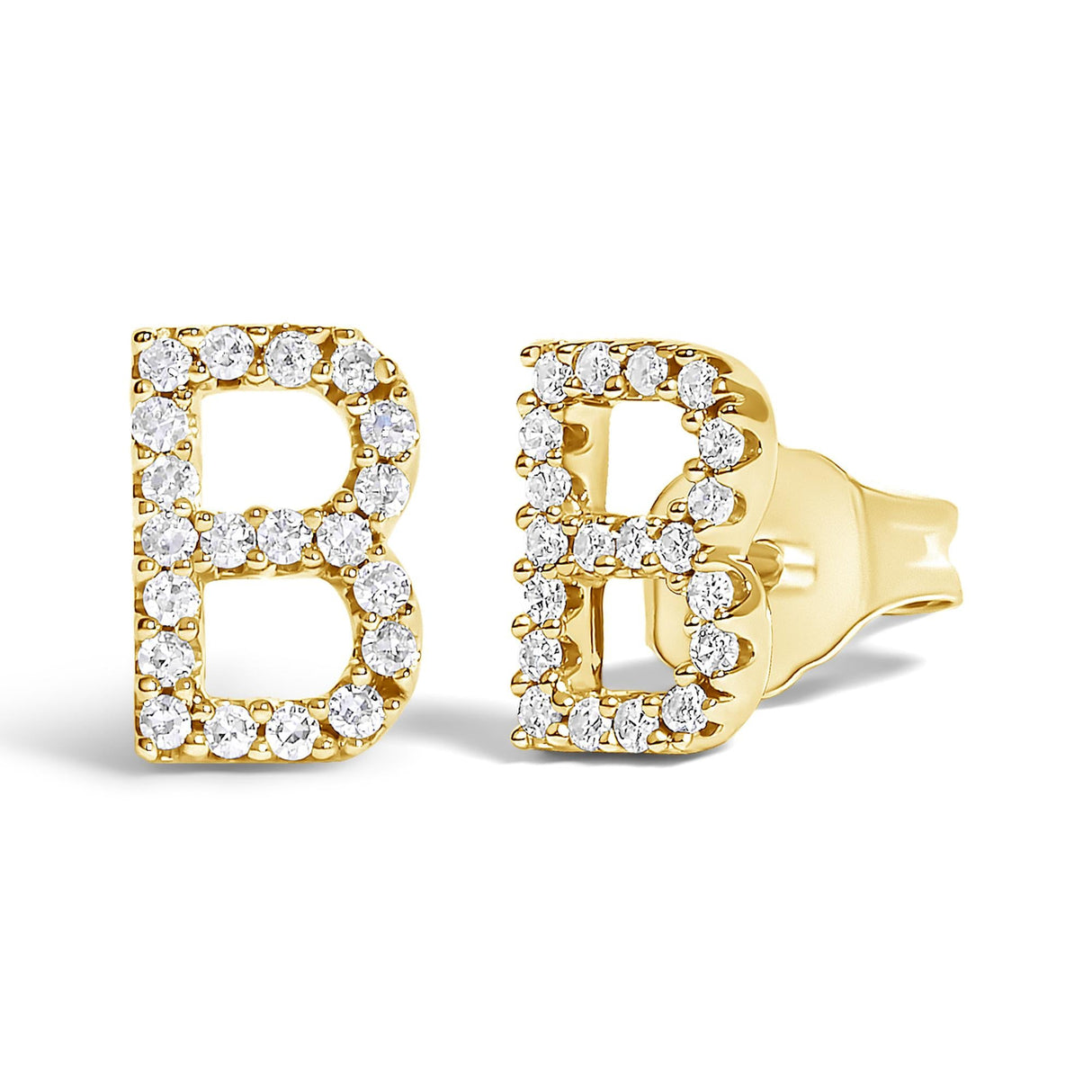 10K Yellow Gold 1/10 Cttw Diamond Initial “A” to "Z" Stud Earring