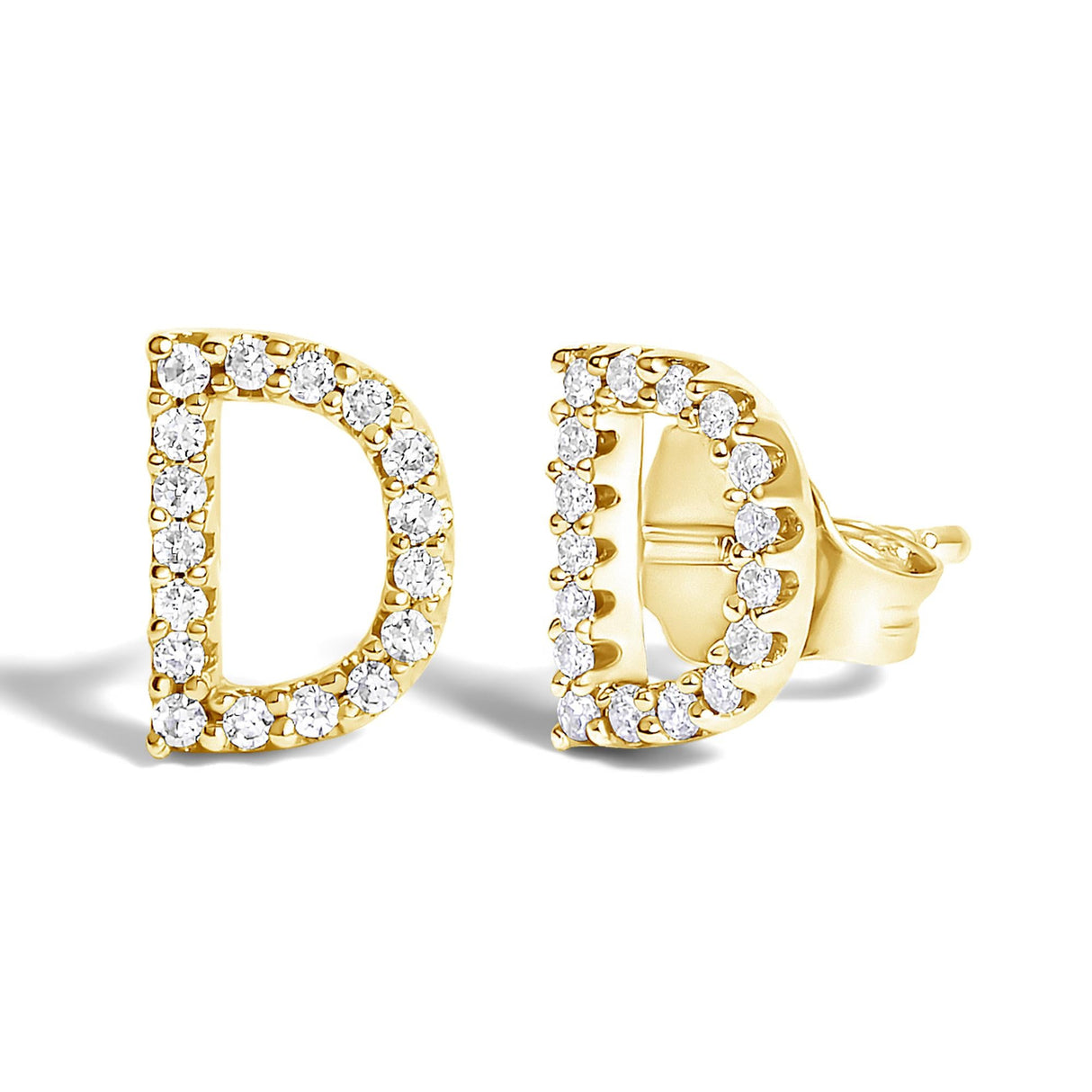 10K Yellow Gold 1/10 Cttw Diamond Initial “A” to "Z" Stud Earring