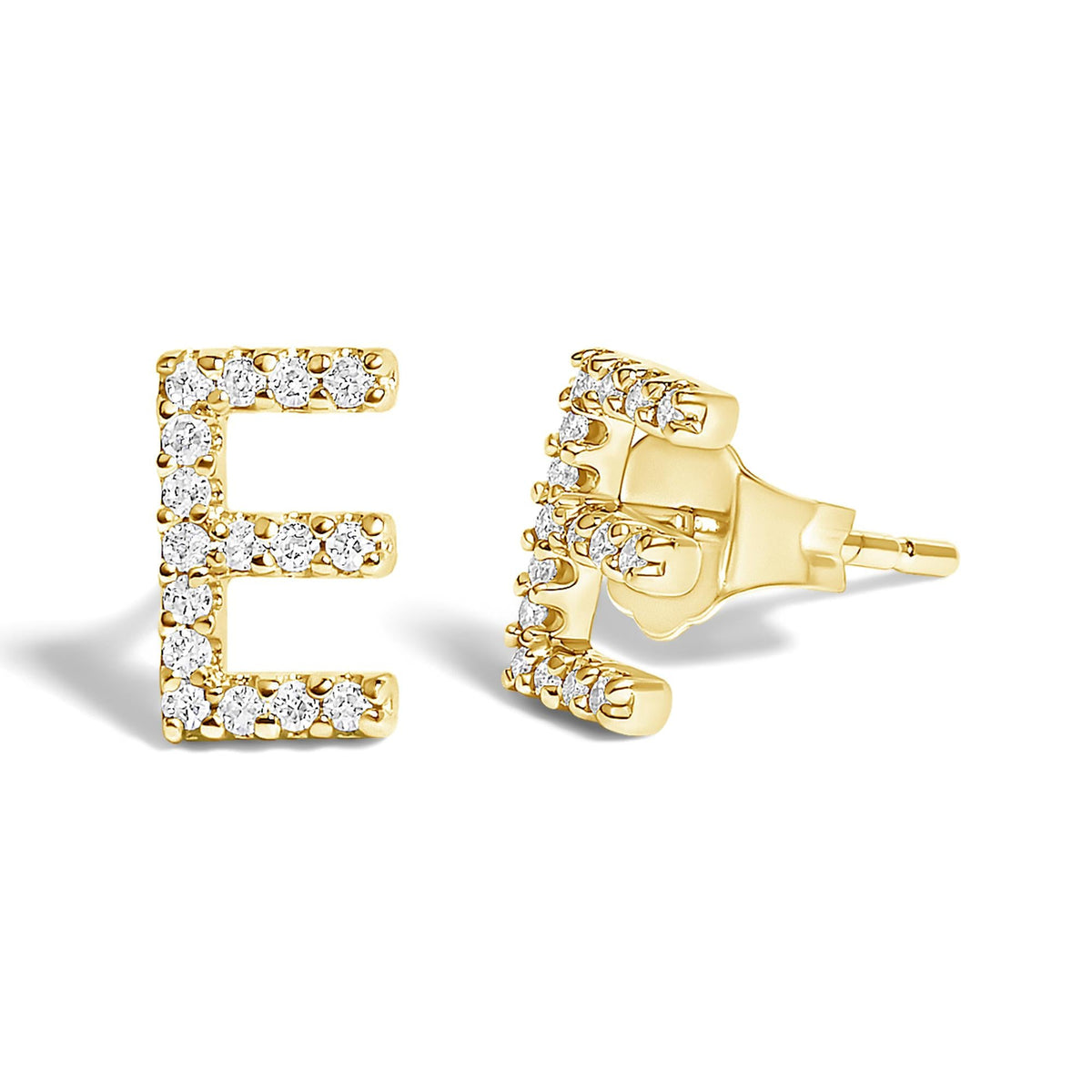 10K Yellow Gold 1/10 Cttw Diamond Initial “A” to "Z" Stud Earring