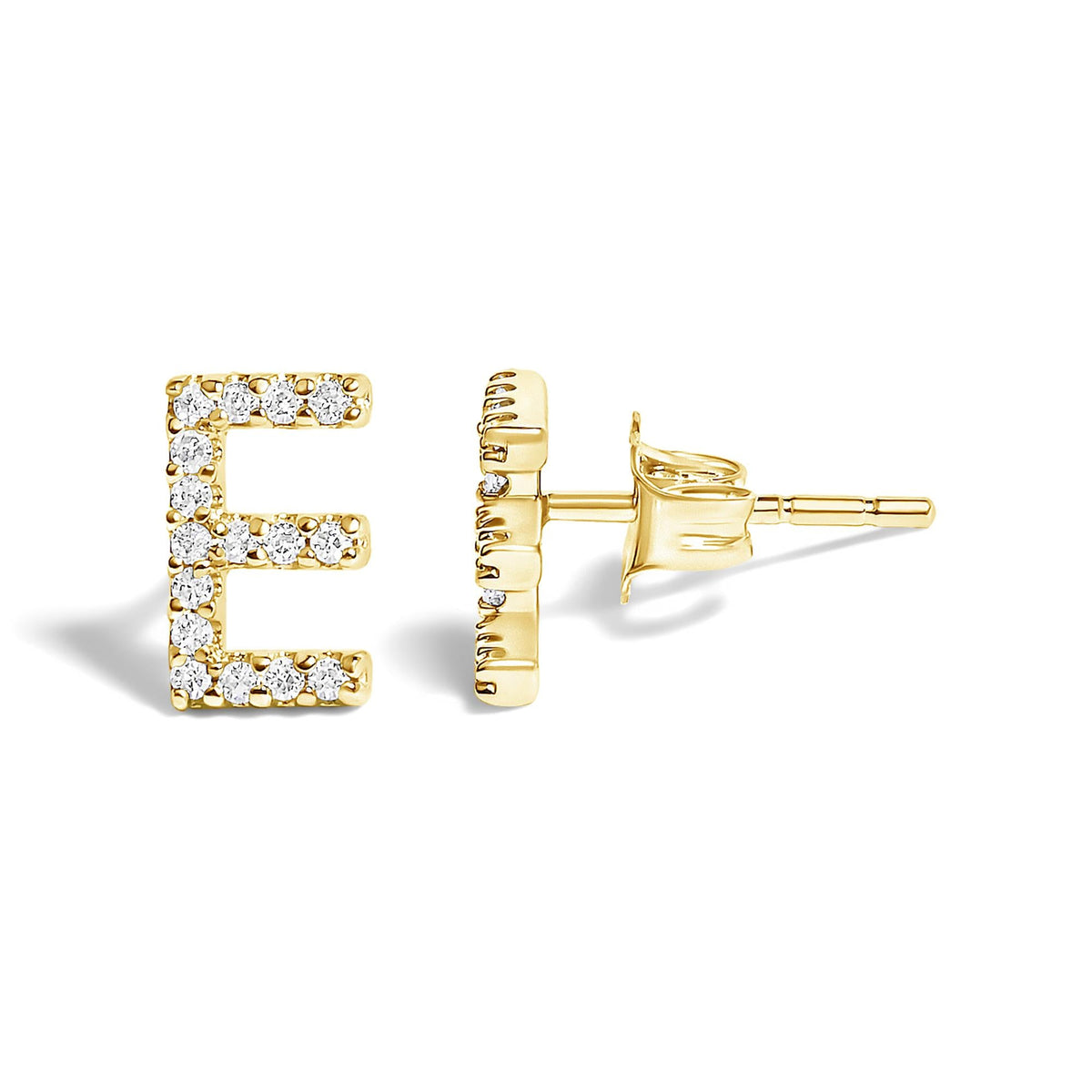 10K Yellow Gold 1/10 Cttw Diamond Initial “A” to "Z" Stud Earring