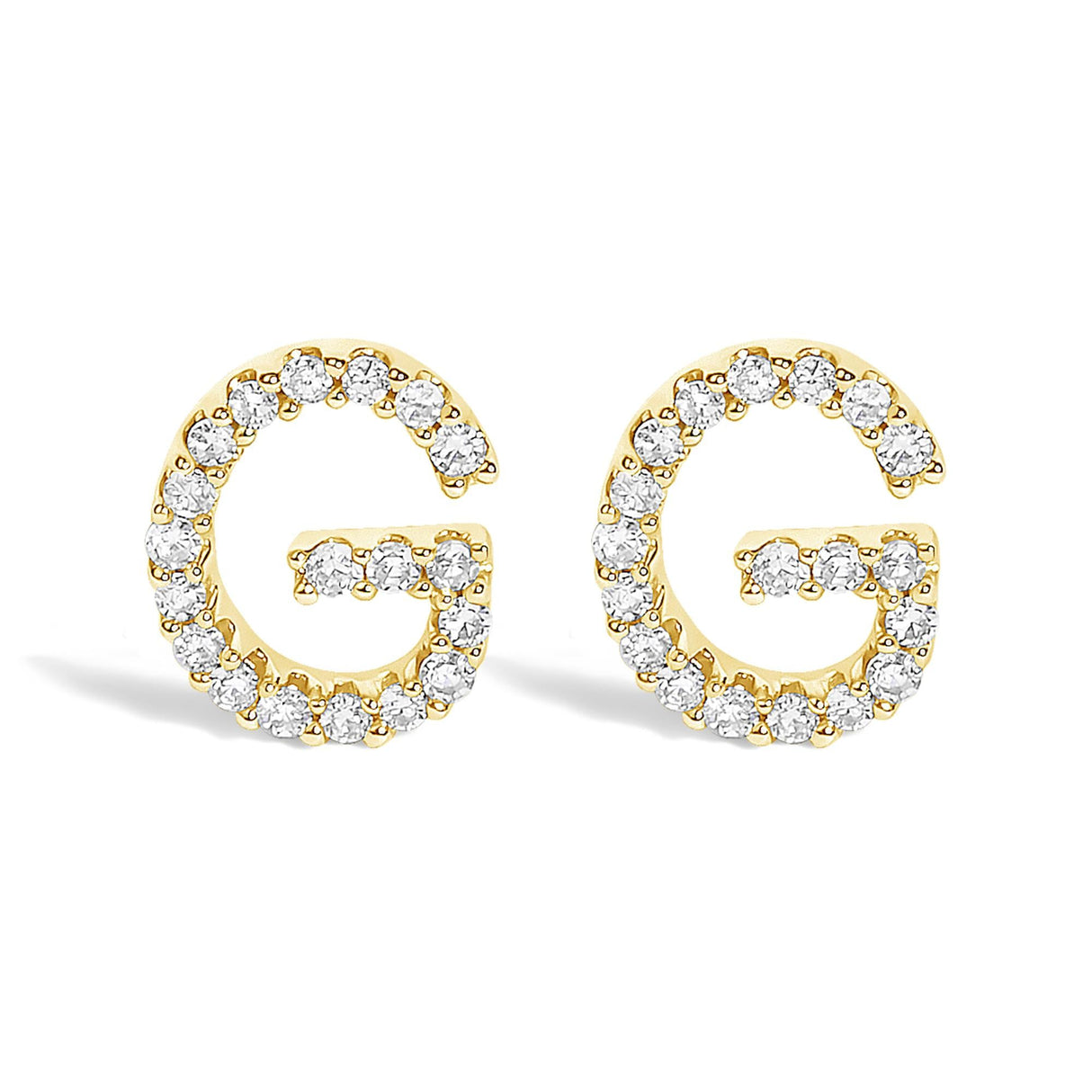 10K Yellow Gold 1/10 Cttw Diamond Initial “A” to "Z" Stud Earring