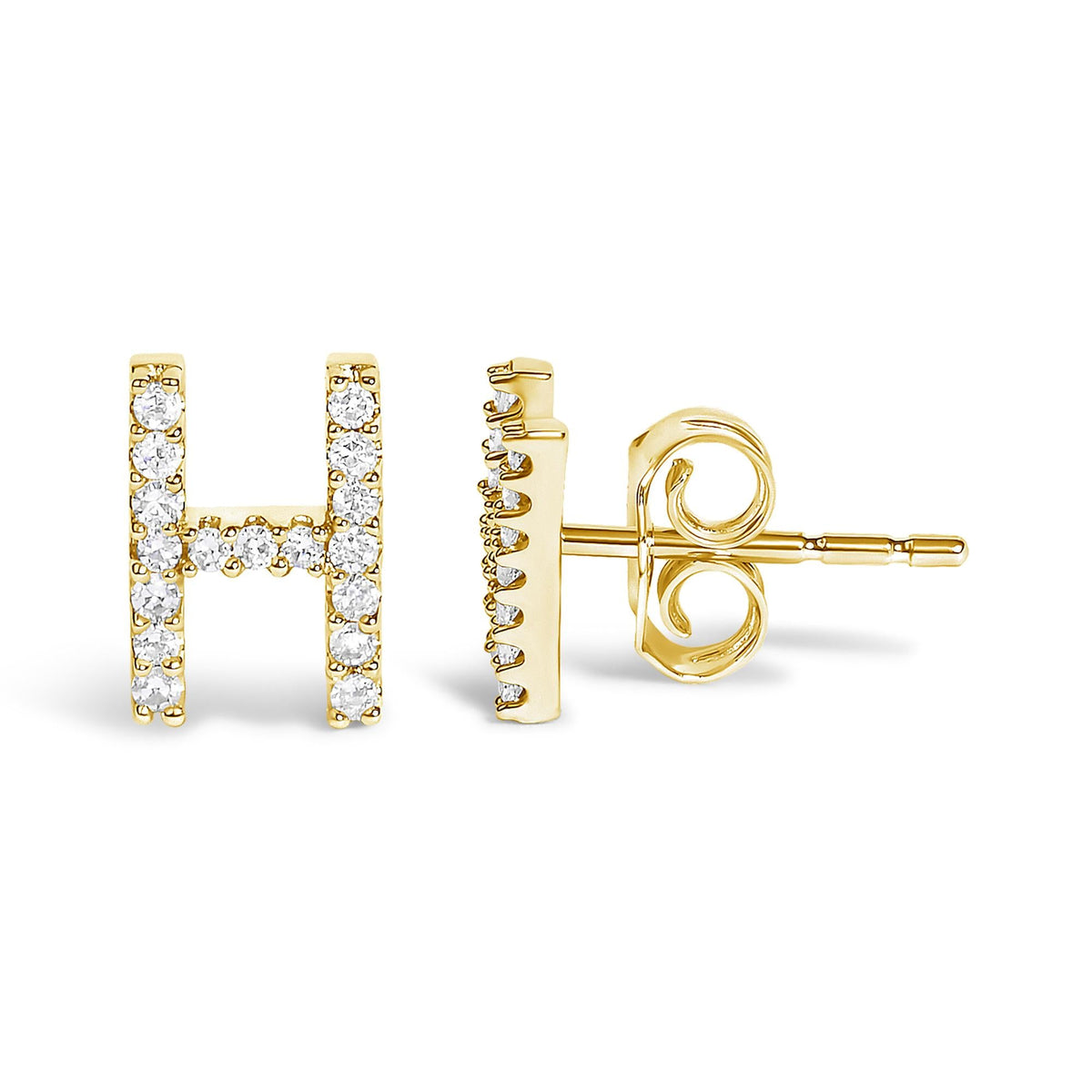 10K Yellow Gold 1/10 Cttw Diamond Initial “A” to "Z" Stud Earring
