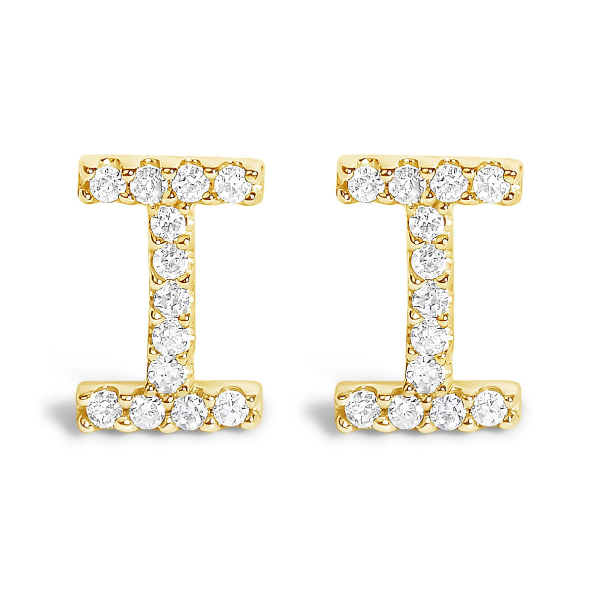 10K Yellow Gold 1/10 Cttw Diamond Initial “A” to "Z" Stud Earring