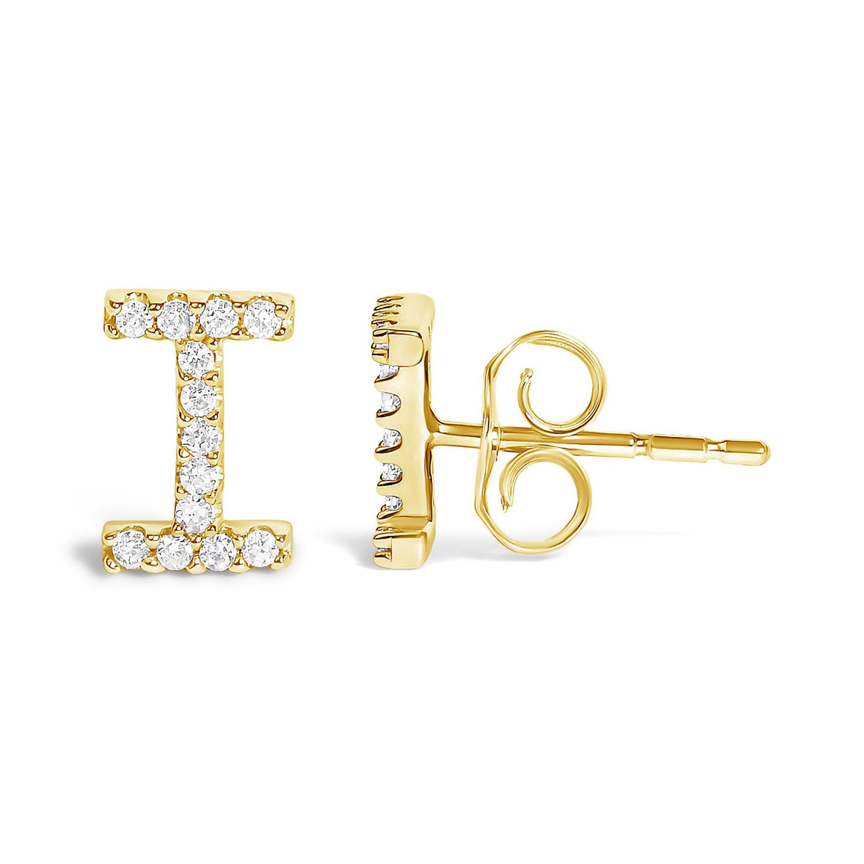 10K Yellow Gold 1/10 Cttw Diamond Initial “A” to "Z" Stud Earring