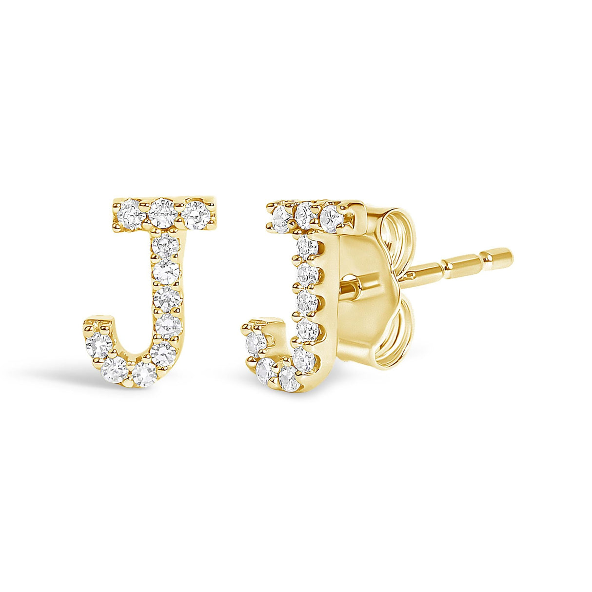 10K Yellow Gold 1/10 Cttw Diamond Initial “A” to "Z" Stud Earring