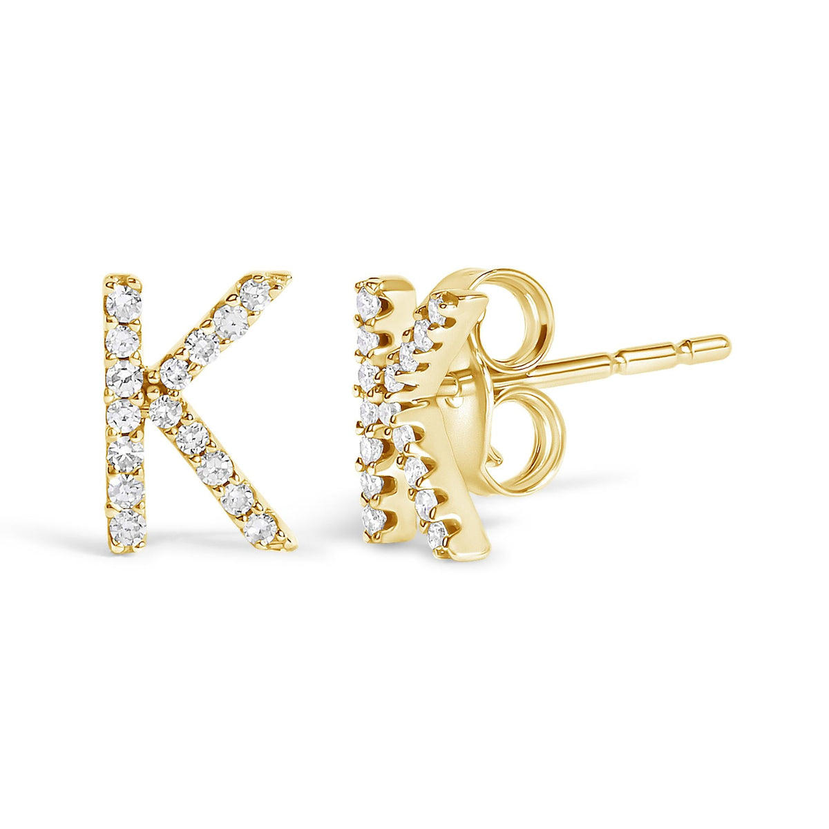 10K Yellow Gold 1/10 Cttw Diamond Initial “A” to "Z" Stud Earring