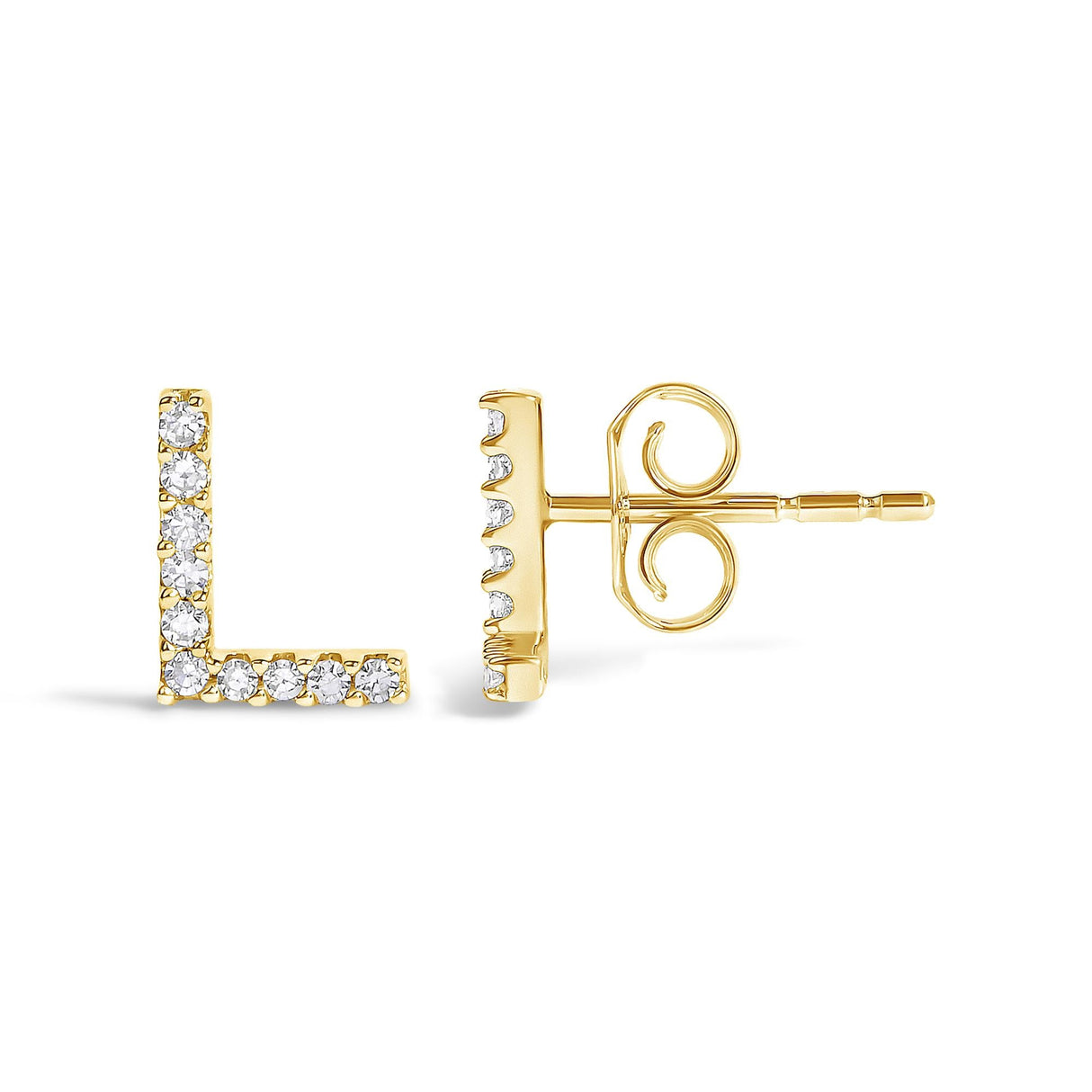 10K Yellow Gold 1/10 Cttw Diamond Initial “A” to "Z" Stud Earring