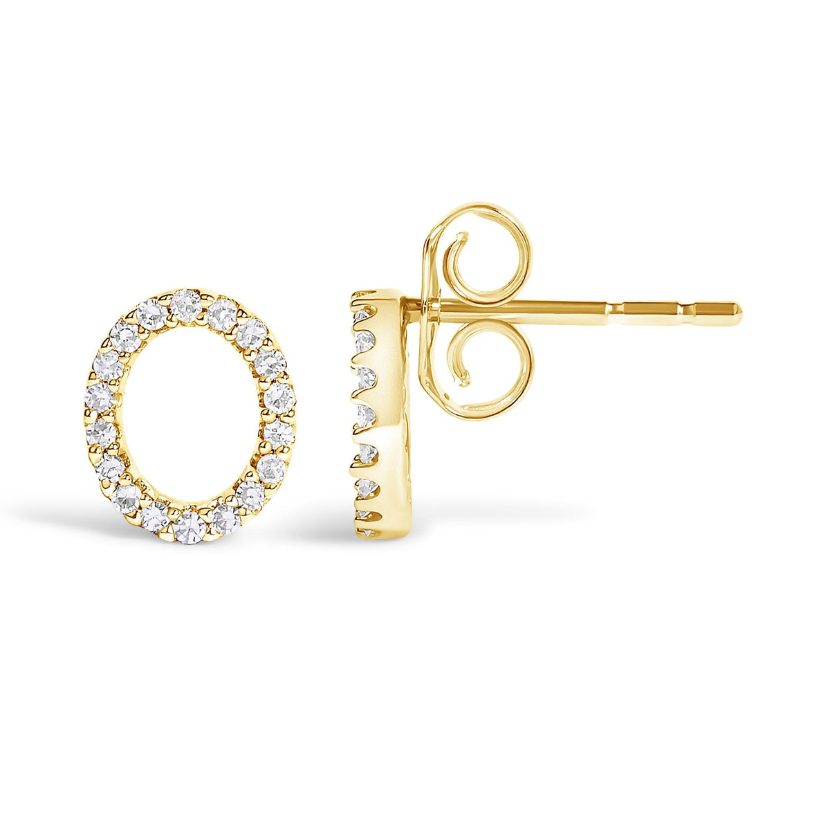 10K Yellow Gold 1/10 Cttw Diamond Initial “A” to "Z" Stud Earring